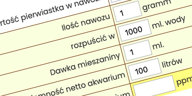 Kalkulator nawożenia - prosty kalkulator nawozów do akwarium