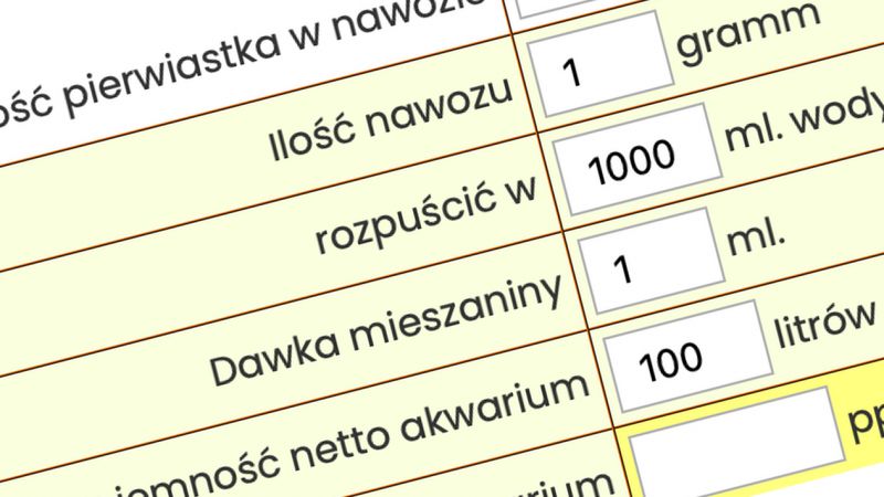 Kalkulator nawożenia - prosty kalkulator nawozów do akwarium